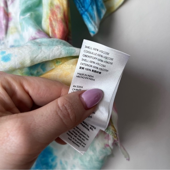 Urban Outfitters Oversized Watercolor Tie Dye Button Down Short Sleeve Top S NWT - Picture 3 of 4